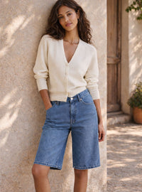 Gilet doux en laine et cachemire couleur creme