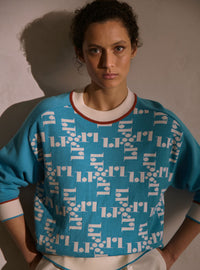 pull Daphné bleu curaçao en laine mérinos