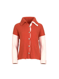 Gilet Aubane col montant bicolore orange & rose