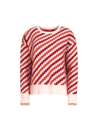 Pull Alba tricolore rouge foncé oversize